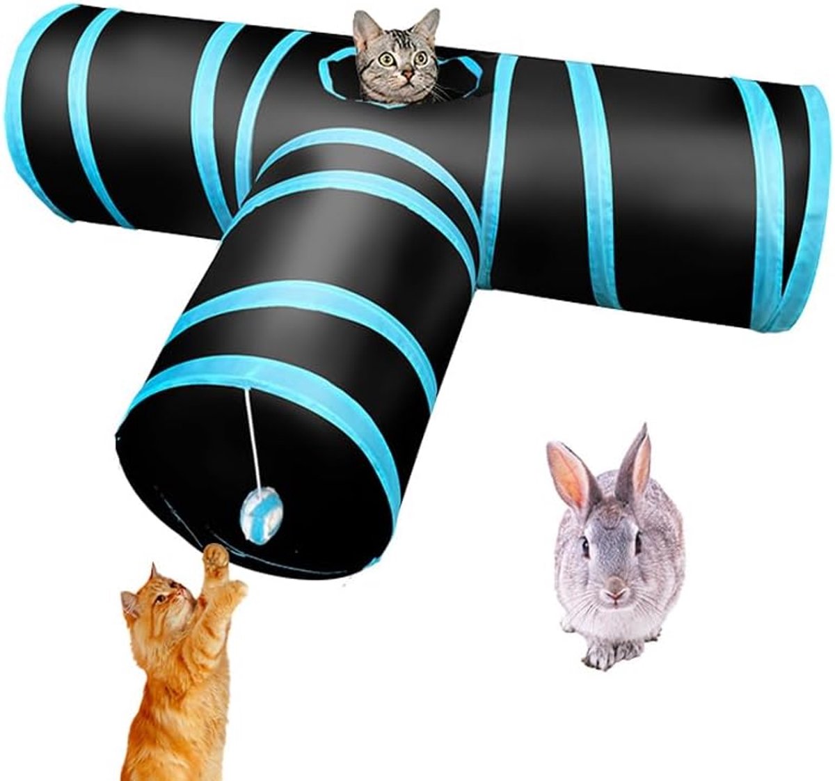Kattentunnel - 3 Gangen - Konijnentunnel - Speeltunnel - Kattenspeelgoed - Kruiptunnel