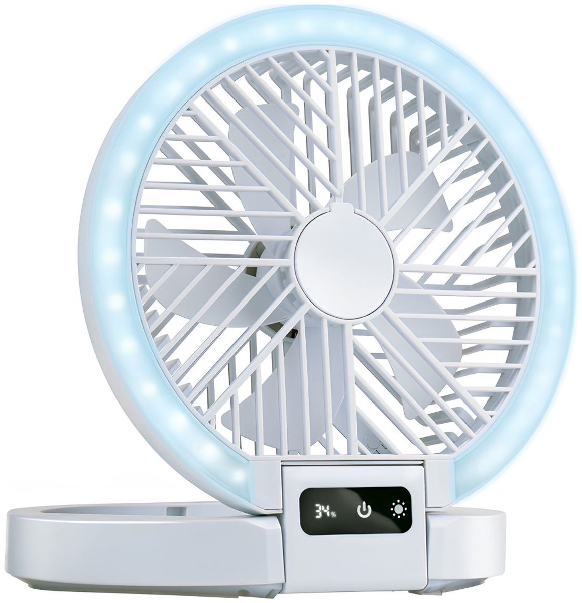 Lifetime Air Tafelventilator Oplaadbaar - Mini USB Ventilator 1200mAh - 5 Snelheden En LED Display - 21x20,5x23cm - Wit
