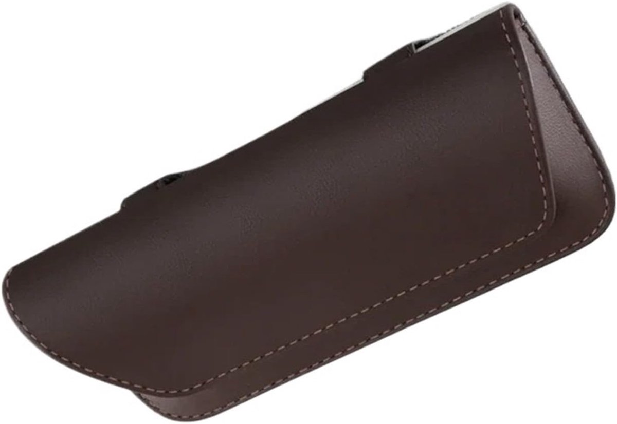 Opbergbox Voor Brillen - Autozonnebrilhouder Brillenkoker - Auto Interieur - Magnetische Sluiting - 20x9.5x4cm - Bruin