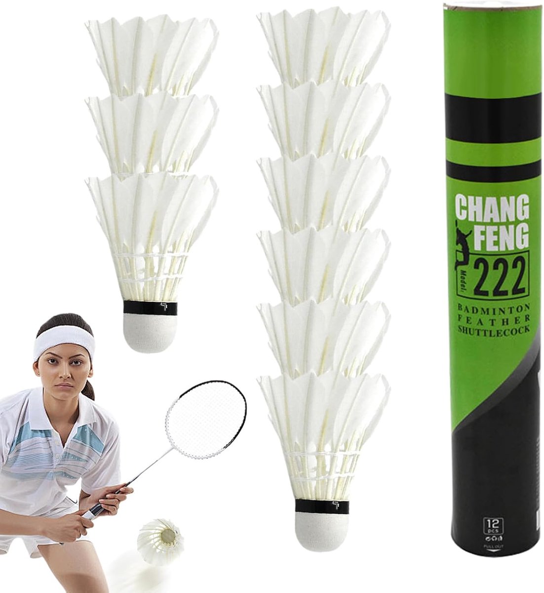 Badminton shuttlecocks - Trainingsballen - Duurzame training - Eendenveren - 12 stuks - Wit