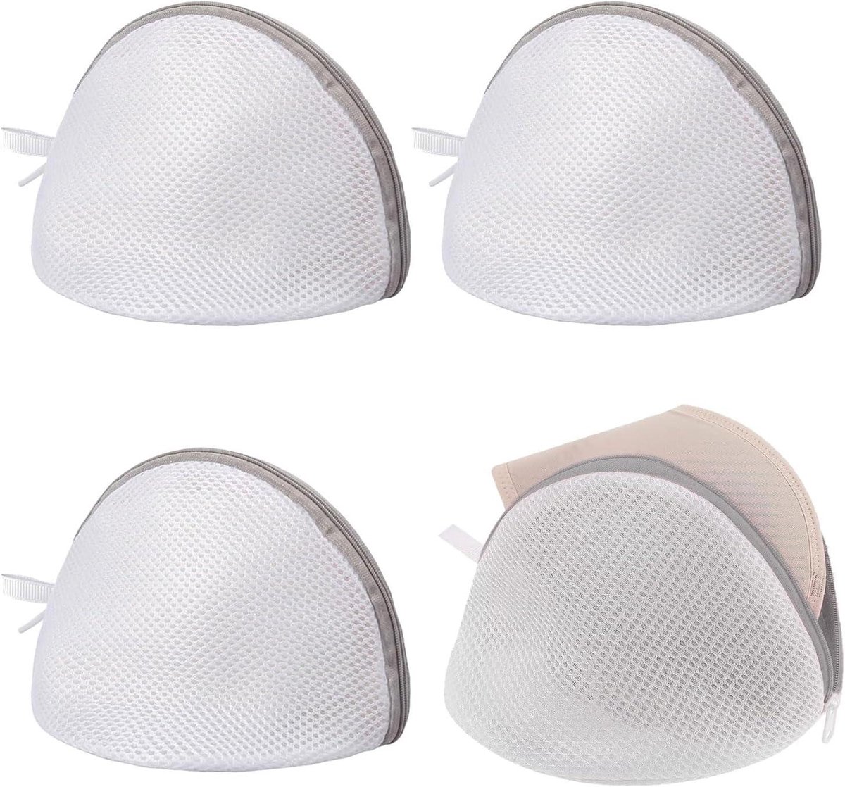 Dames Ondergoed - BH Wäschenetz für Waschmaschine - 3 Stuks - 18x16cm - Beschermend Net met Rits - Voor Fijne Kleding en Reizen - Grijs