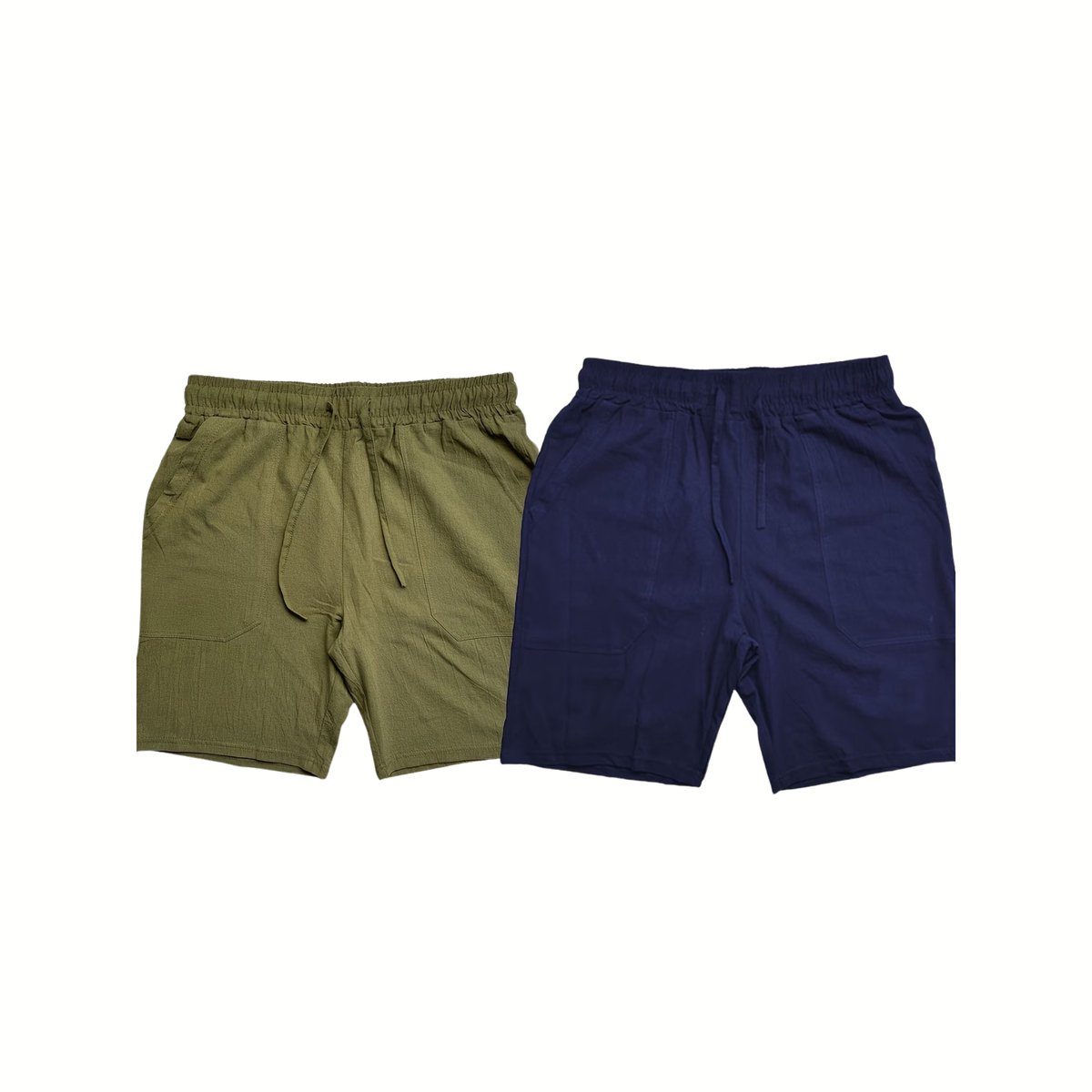 Currero Korte Linnen Broek Heren Zomerbroek Volwassenen Korte Broek Shorts Strandbroek Zomer Ibiza Stijl /Legergroen Marine/legergroen