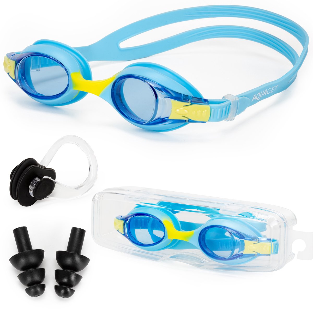 Aquaget® Duikbril - Zwembril - Inclusief Oordoppen En Neusklem - Verstelbaar - Unisex - Blauw