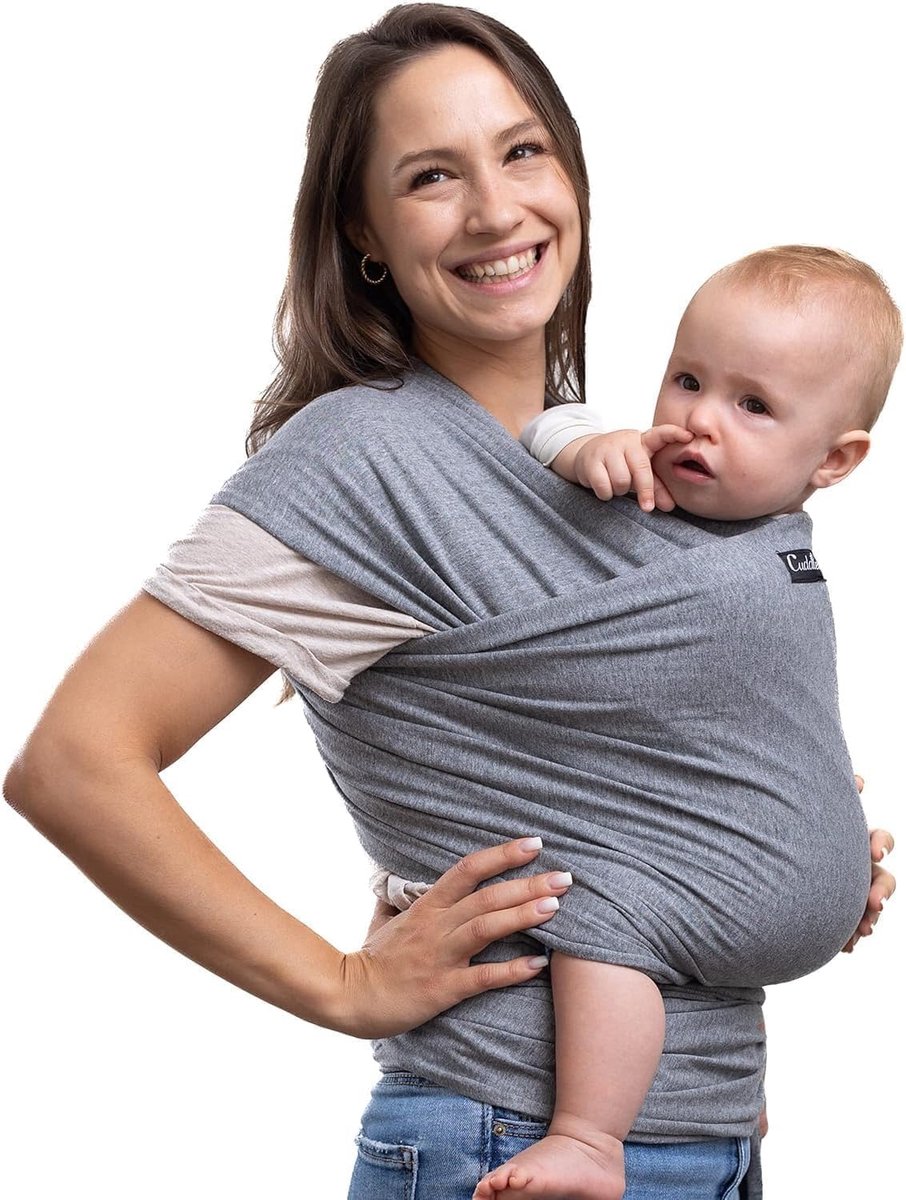 Babydraagdoek - Draagzak baby - Baby dragen - Handsfree gemak - One size - Grijs
