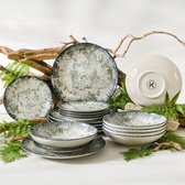 KONSIMO® FINGO - Serviesset - 18 delig - 6 persoons - Porselein - Geproduceerd in Europa - Dessertbord, Diepbord, Dinerbord