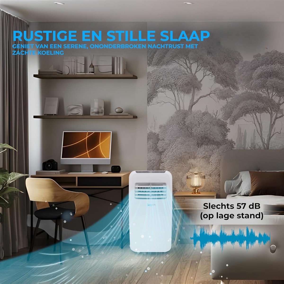 Mobiele airco 12.000 BTU – 3-in-1 airconditioner – stil – met ontvochtiger, raamkit en afstandsbediening thumbnail 2