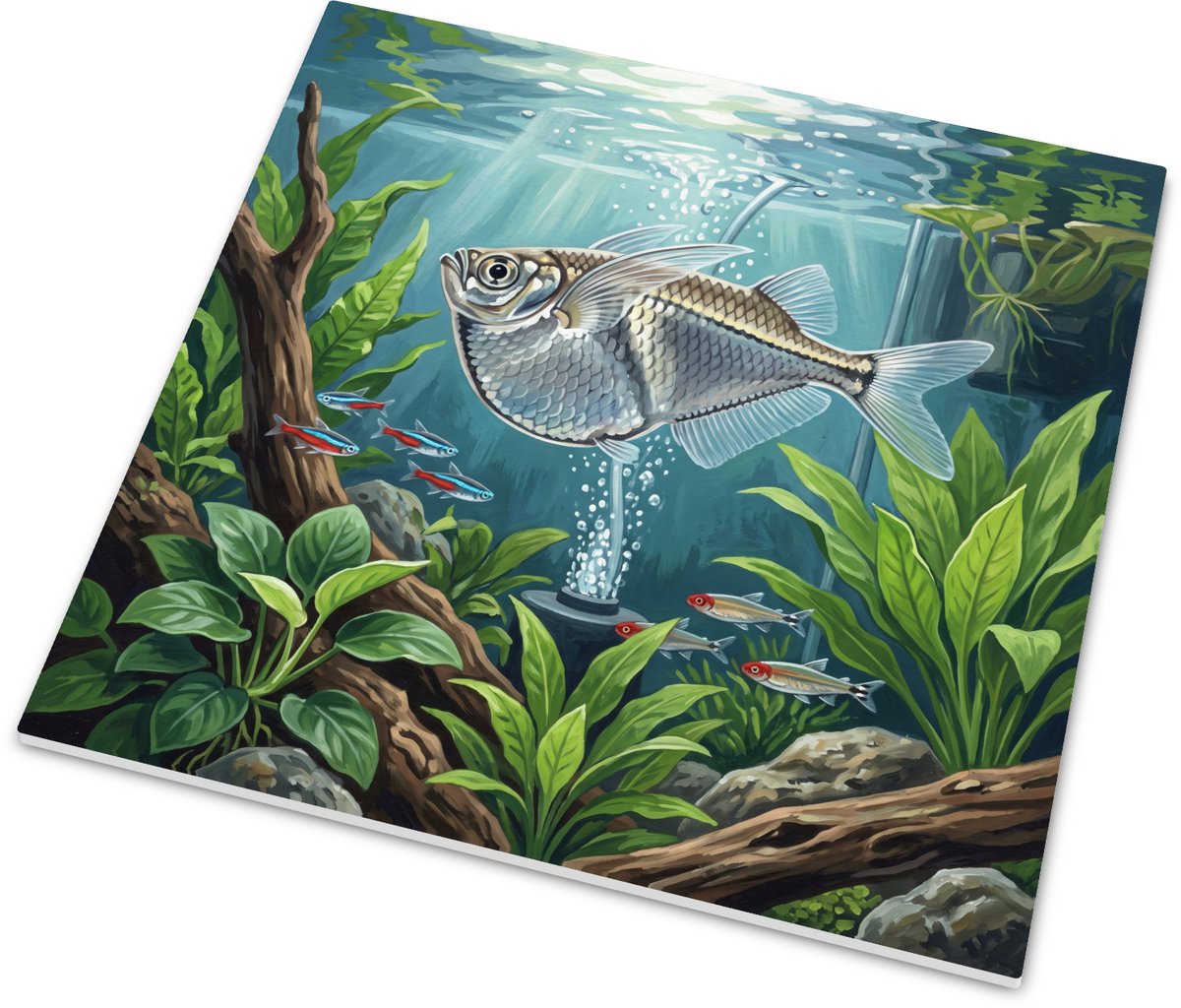 Tegeltje met bijlzalm illustratie - Sfeervol aquarium design voor vissenliefhebbers