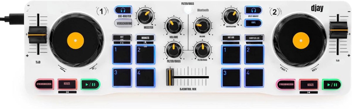 QORA® DJ Controller - DJ - Controller - Wit - 34cm x 10cm x 49cm
