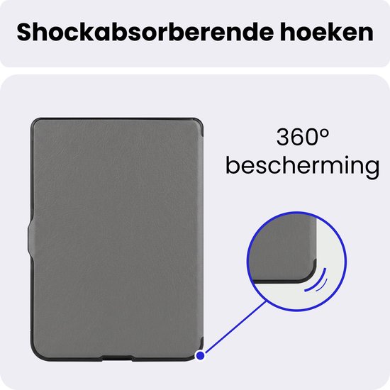 Hoes Geschikt voor Kobo Nia - Met Screenprotector - Luxe E-reader Trifold Case - Bescherm Hoesje Book Cover - Grijs — afbeelding 5