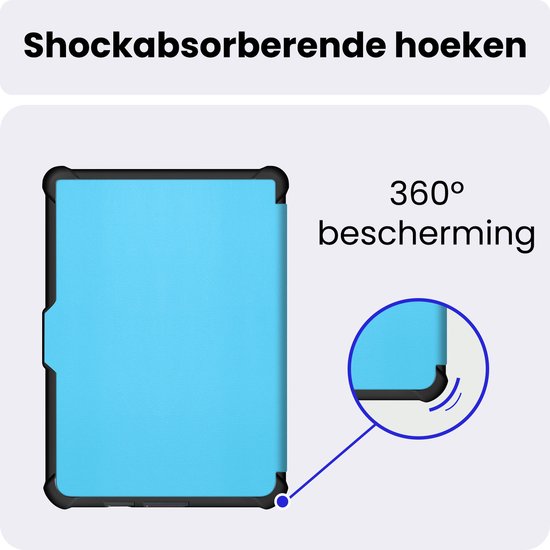 Hoes Geschikt voor Kobo Clara HD - Met Screenprotector - Luxe E-reader Trifold Case - Bescherm Hoesje Book Cover - Lichtblauw — afbeelding 5