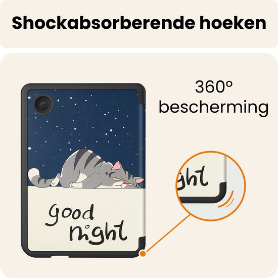 Hoesje Geschikt voor Kobo Clara 2E Hoes Book Case Trifold - Hoes Geschikt voor Kobo Clara 2E Hoesje Book Cover Met Screenprotector - Kat van Hoesje  — afbeelding 5