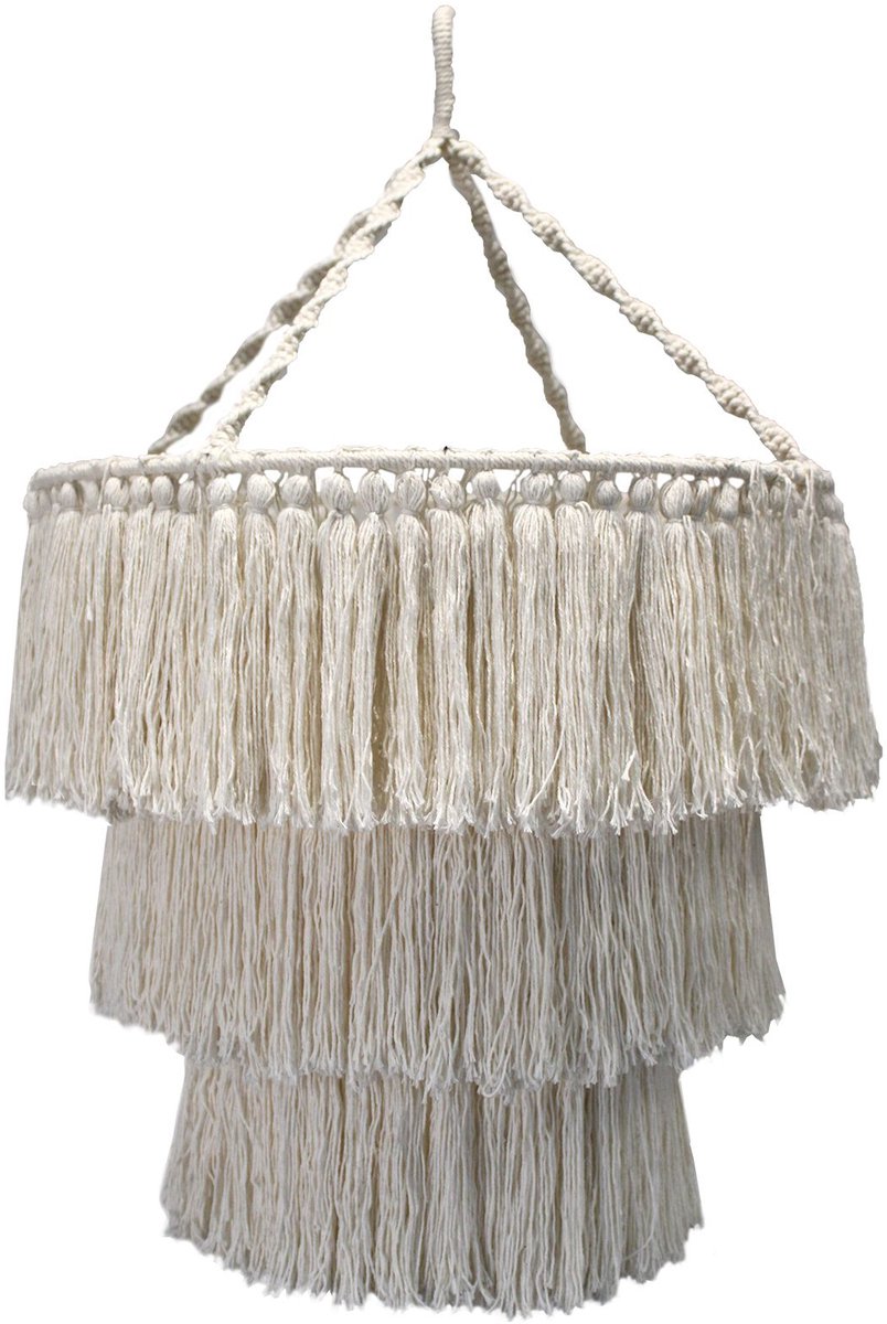 Zachte macramé kroonluchter - Natuurlijk