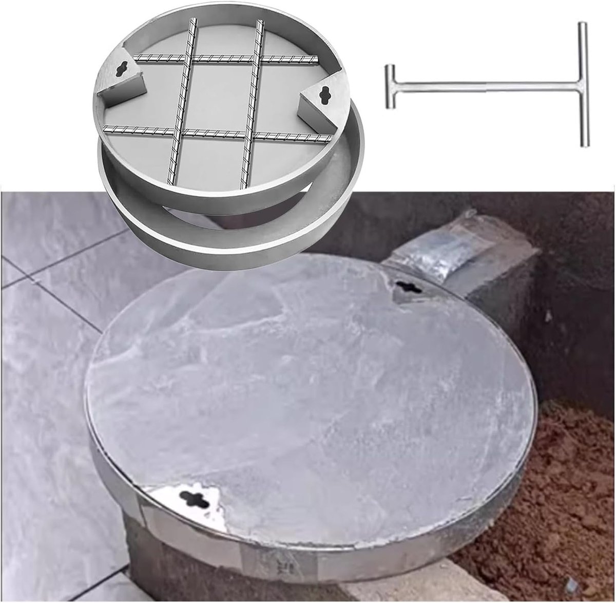 Rond Putdeksel - Inspectieluik Metaal - Toegang Afsluiten - Onzichtbaar Ontwerp - 40 cm - Zilverkleurig