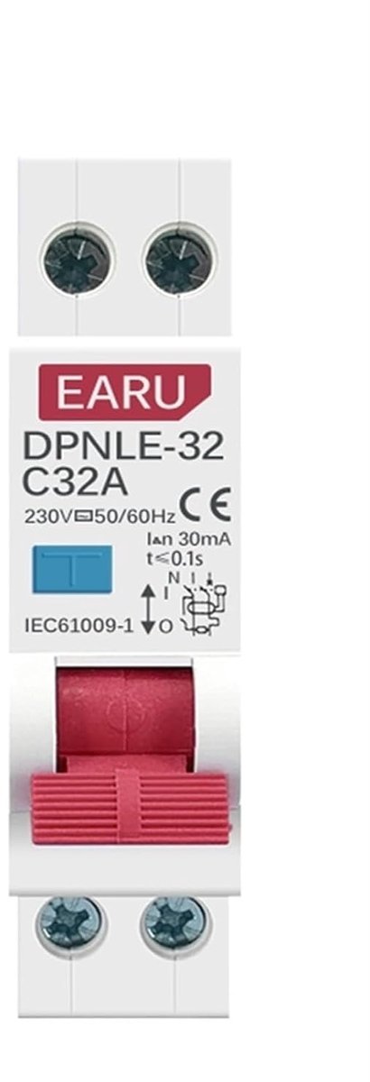 Aardlekautomaat Mini - Stroomonderbreker - Elektrische Beveiliging - Compact Ontwerp - 32A 6kA - Grijs