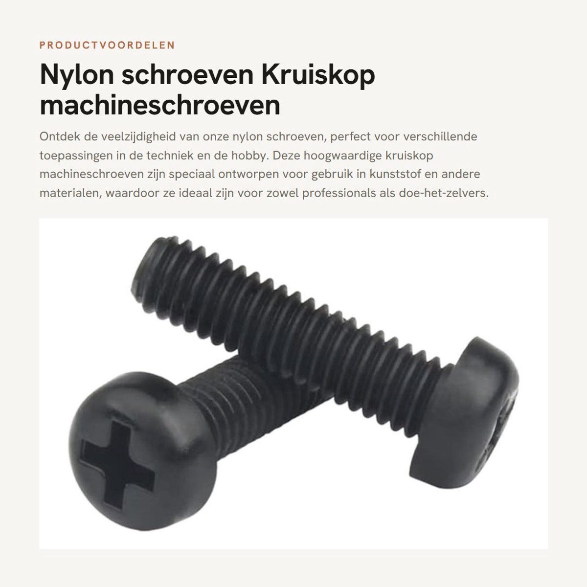 Dailygoods - Nylon schroeven - Kruiskop machineschroeven - 50 stuks - Zwart - Kunststof schroeven - M6x20mm - Geschikt voor diverse toepassingen