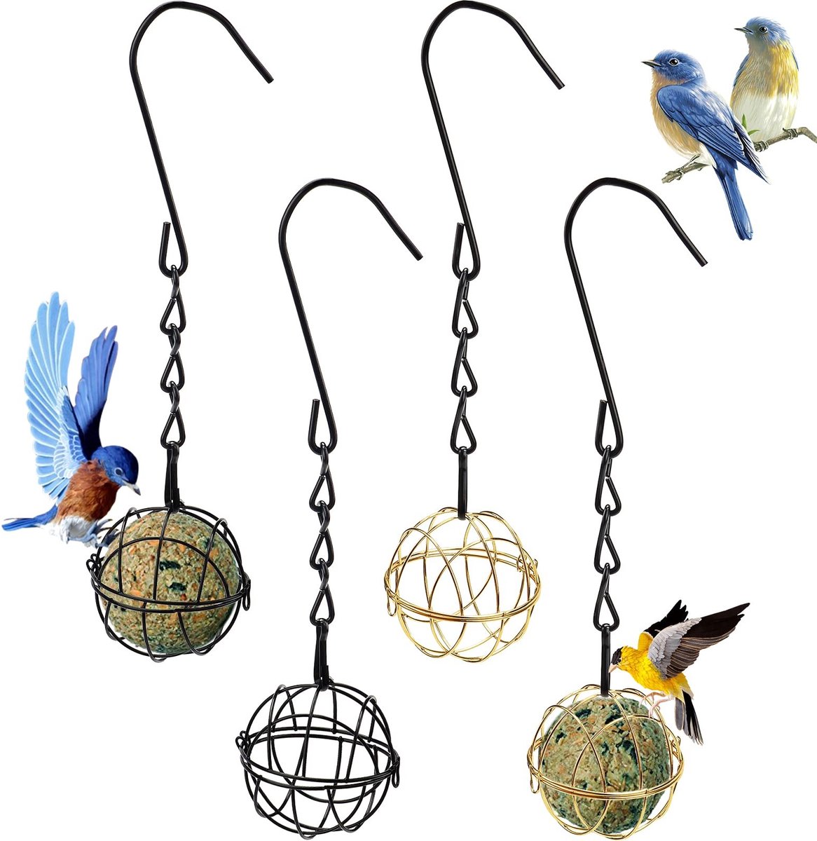 Dailygoods- Vogelvoederbak met haken - 4 stuks Suet Feeders - Hangend
