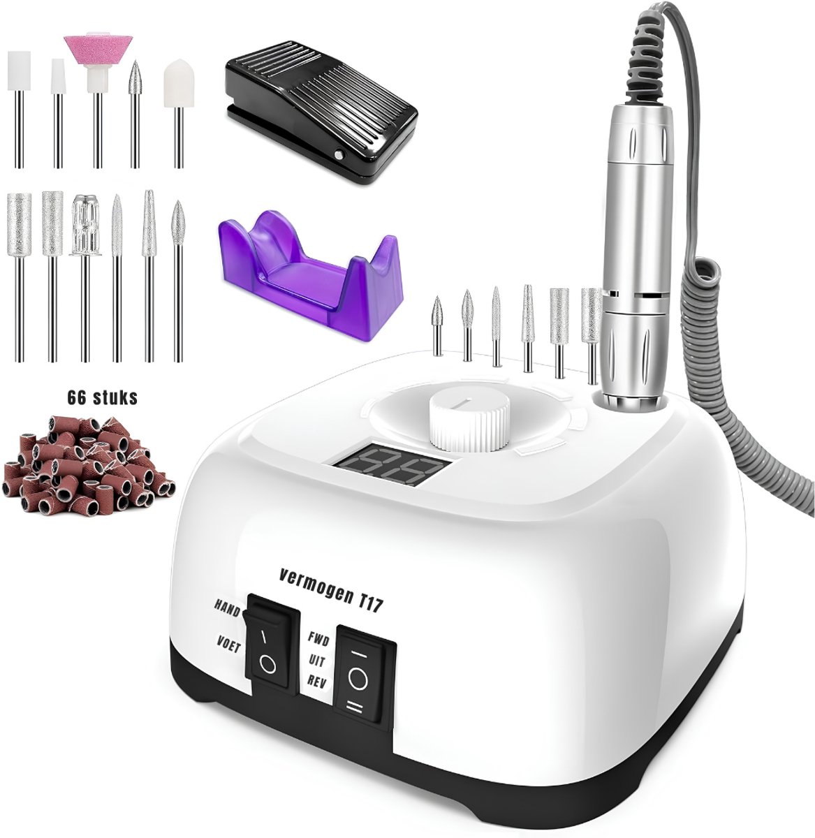 KAD® Nagelfrees - 11 in 1 Elektrische Nagelboorset - Nail Drill - Nagelboor - Wit - 15cm x 10cm x 20cm