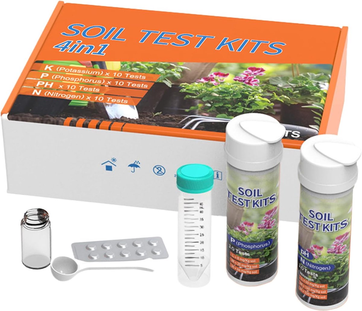 Bodem Analyse Set - Plantenmeter Vochtigheid - Planten Gezond Houden - Meet N P K pH - 10 Tests Per