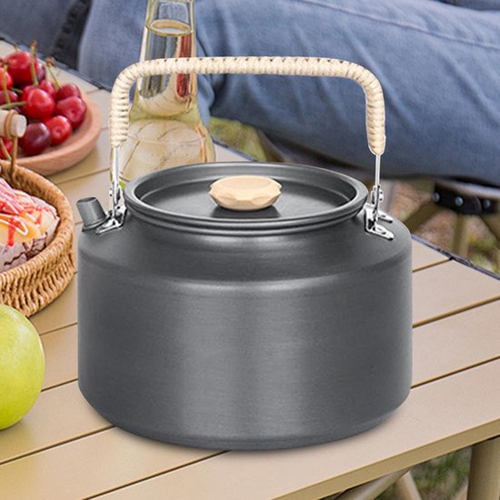 Camping Waterkoker - Theepot Buiten - Outdoor Koken - Ergonomisch Handvat - 1.1L - Grijs — afbeelding 2