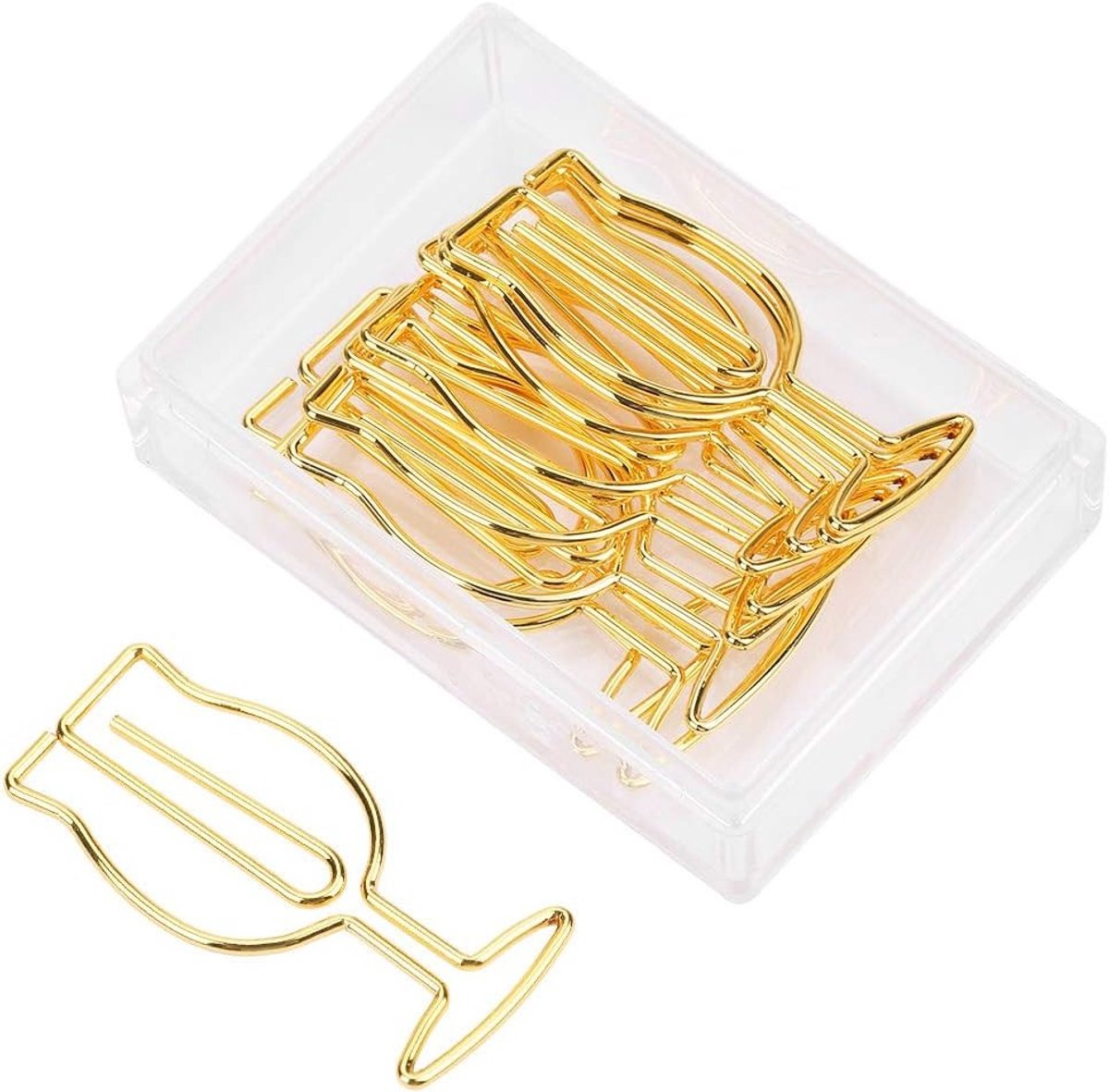 Leuke Gouden Document Clips, 10 Stuks voor Wijn Glazen, Kantoor en School, Handige Paperclips en Boekensteunen