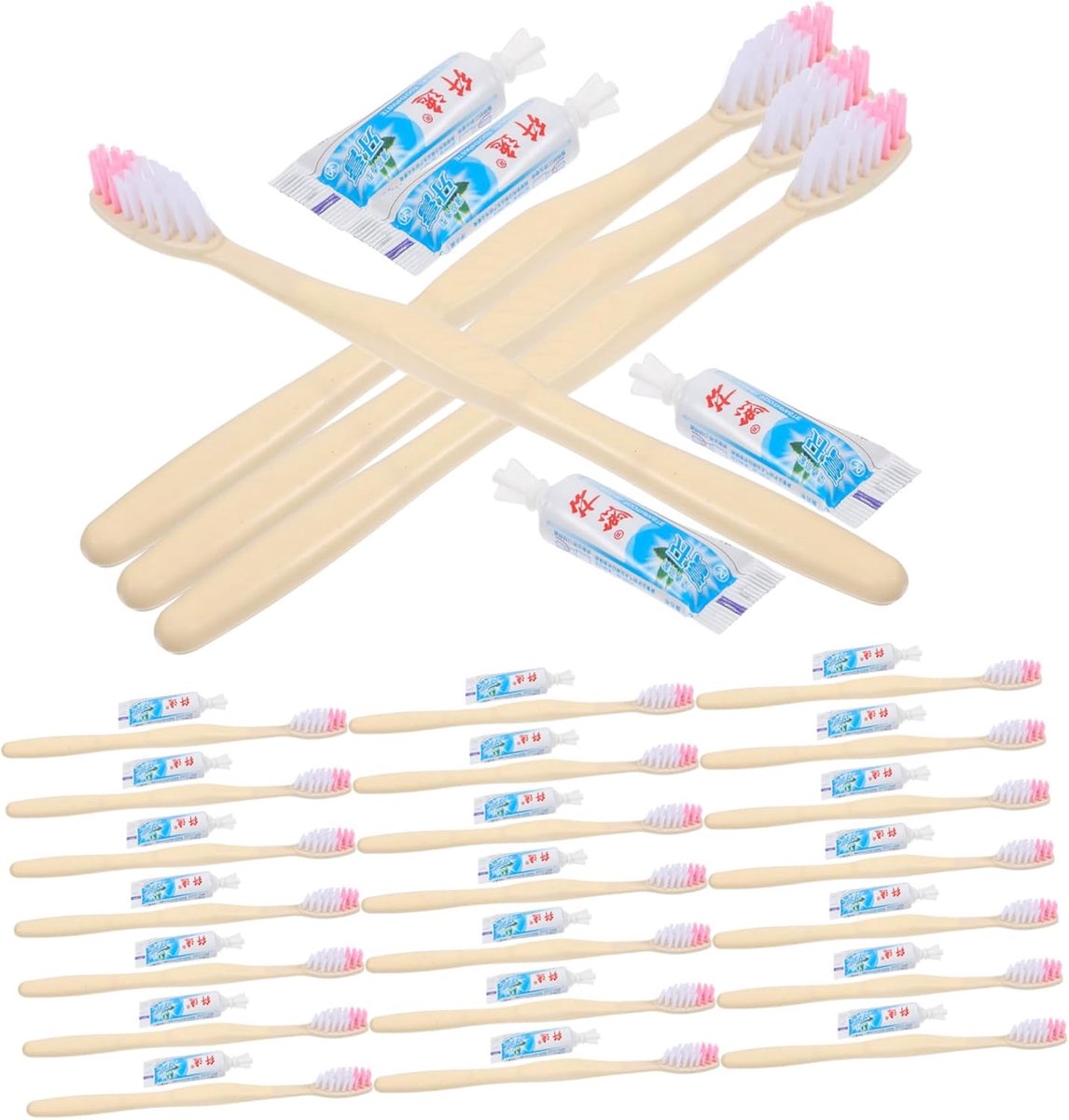 Tandenborstel Set - Reis Tandenborstel - Hygiënisch Reizen - Individueel Verpakt - 100 Stuks - Diverse Kleuren