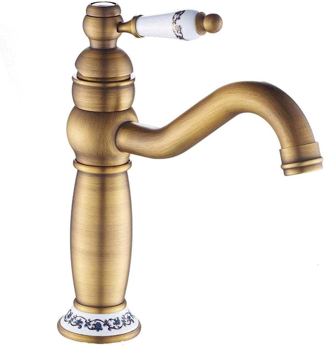 Antieke waterkraan - Keukenmengkraan badkamer - Wastafel installatie - Geborsteld messing