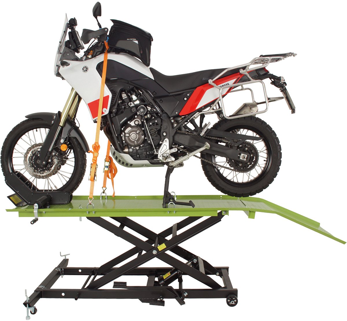 TRUTZHOLM Hydraulische Motorlift XL 560kg - Schaarlift Breedte 60,5cm - Motorfiets Heftafel Hefplatform Zwart Groen