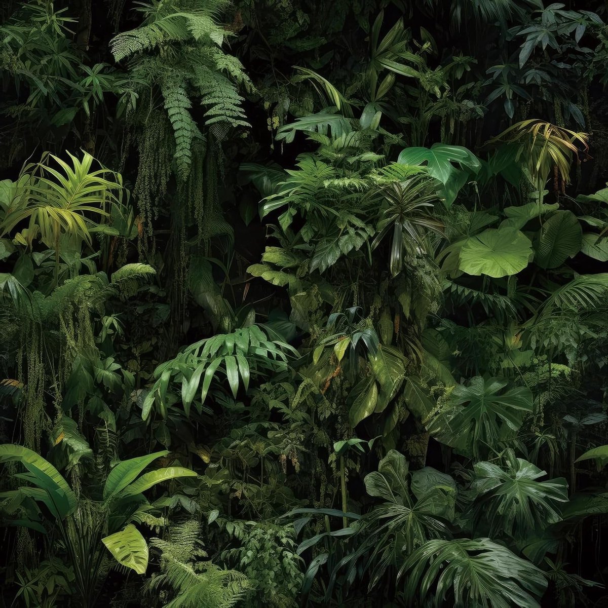Tropische Wanddecoratie met Zelfklevend Behang in Donkergroen voor Woonkamer en Slaapkamer - Natuurlijke Bladeren en Jungle Motief 44.5CM×3M