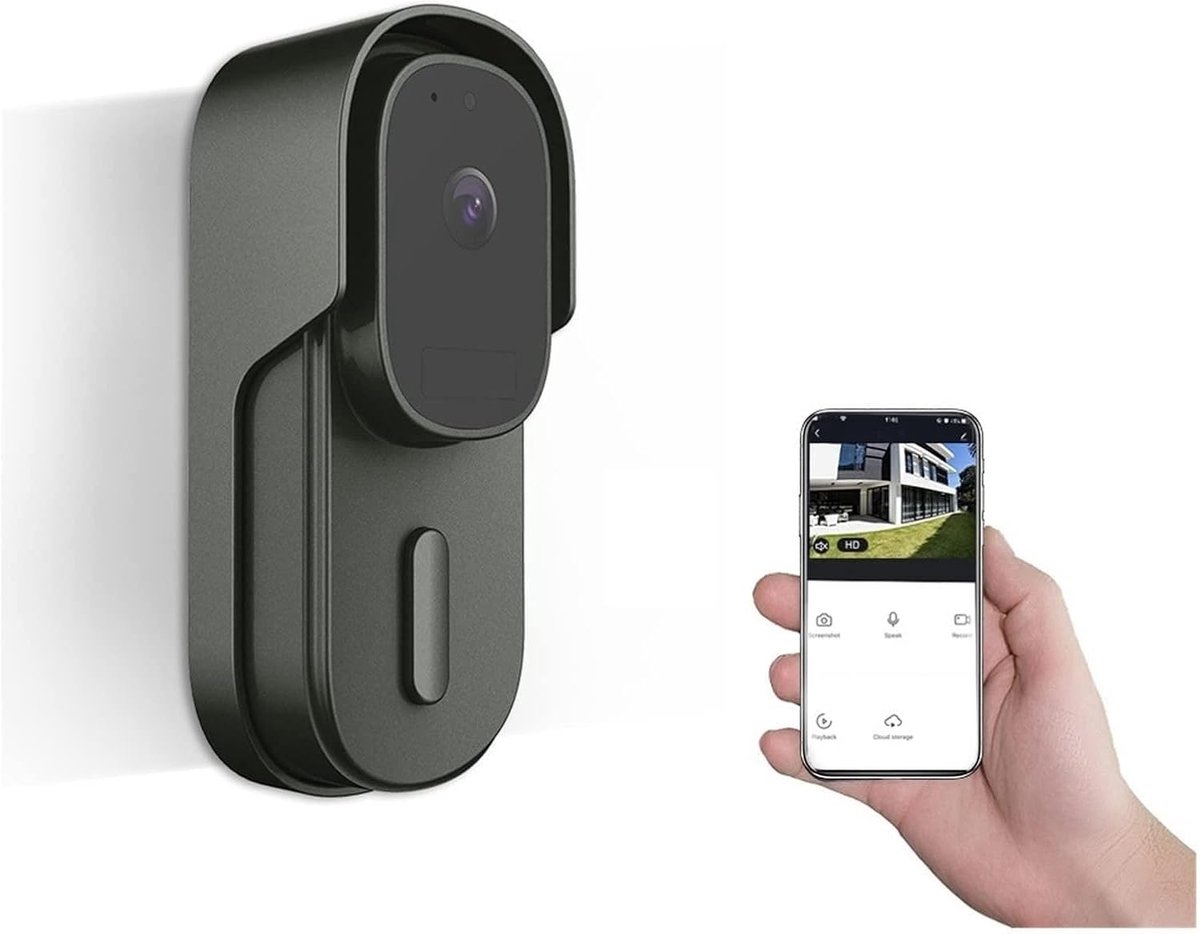 Draadloze Videodeurbel - Slimme Intercom - Veilig Huis - Infrarood Nachtzicht - 18 cm - Zwart
