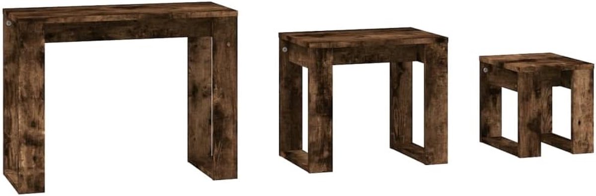 Tafels Set - Bijzettafels - Woonkamer Decoratie - Compact Ontwerp - Set van 3 - Gerookt Ei