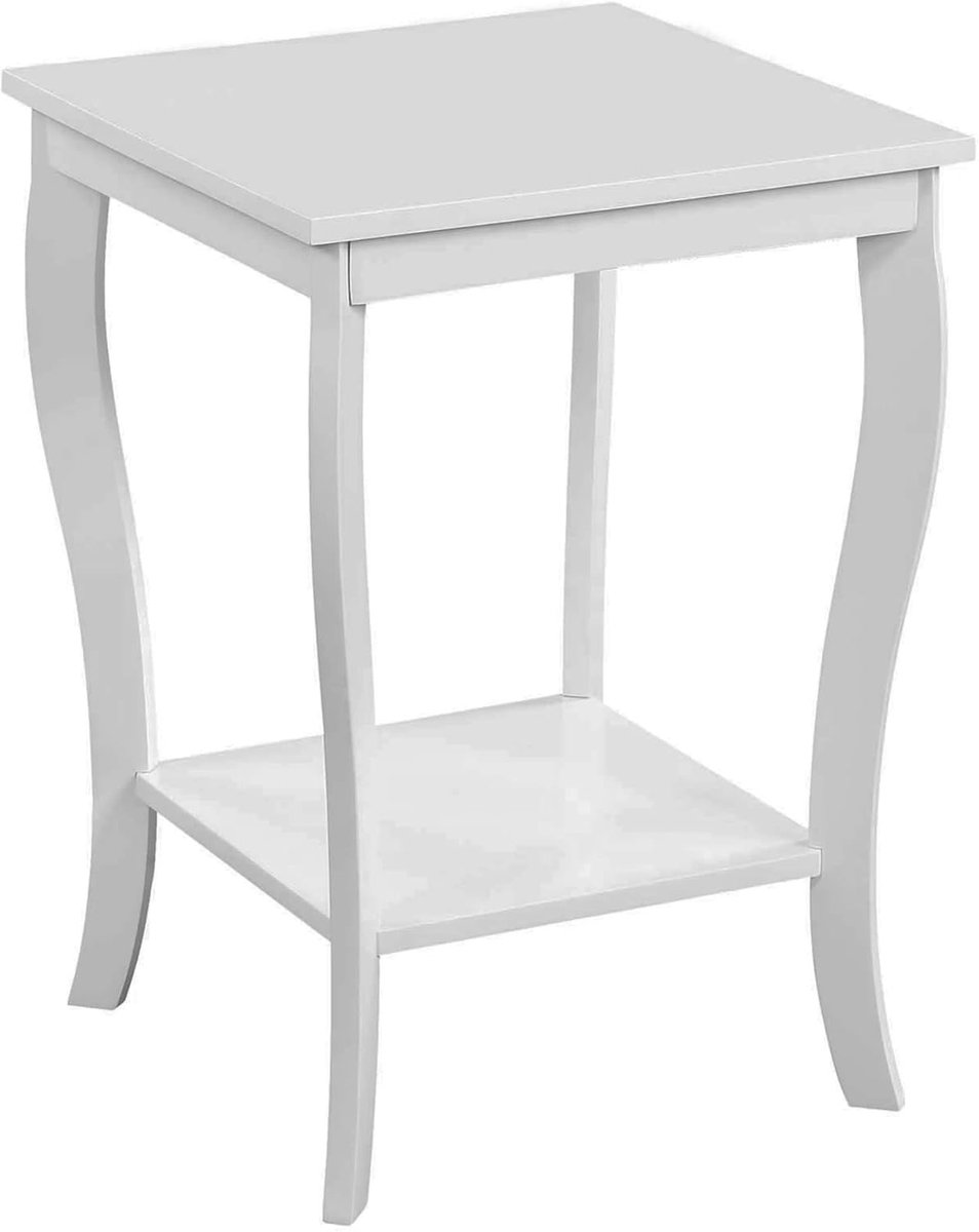 Bijzettafel Vierkant - Houten Tafel - Woonkamer Decoratie - Twee Ruime Lagen - 46x46x61 cm - Wit