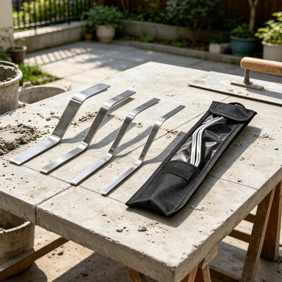 Voegentroffel Set - Metselgereedschap - Muur en vloer - 4-delig S-vormig - 25.8 cm - Zilver — afbeelding 3