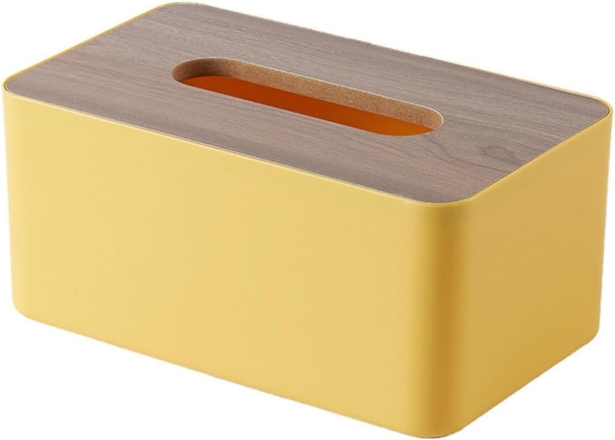 Tissue Box Houder - Papieren Handdoek Dispenser - Huishoudelijke Organisatie - Verwijderbaar Ontwerp - 1 Stuk - Geel