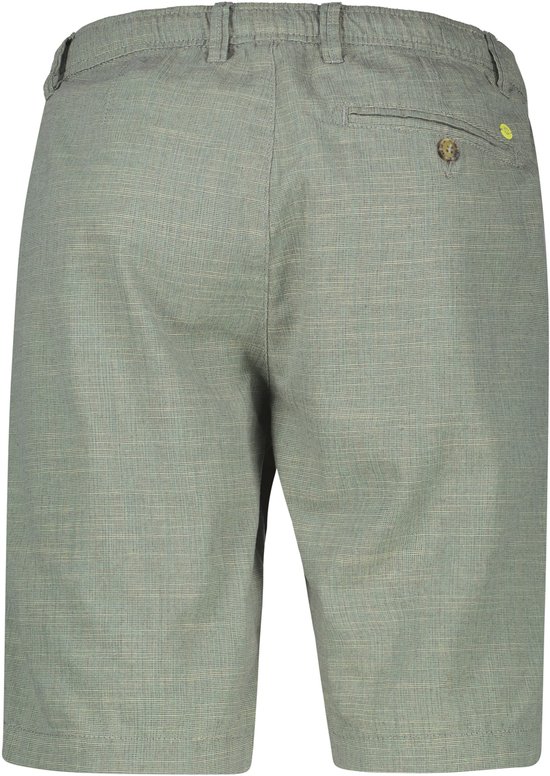 Groene chino shorts met een licht gemêleerd weefsel, elastische tailleband en achterzak met knoop.