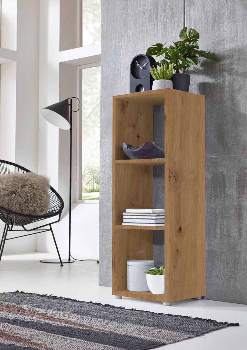SnelShoppen - Cube Rek Nizza - 3 Opbergcubes - Artisan Eiken - 22 mm Spaanplaat - Perfect voor Woonkamer, Slaapkamer, Kantoor