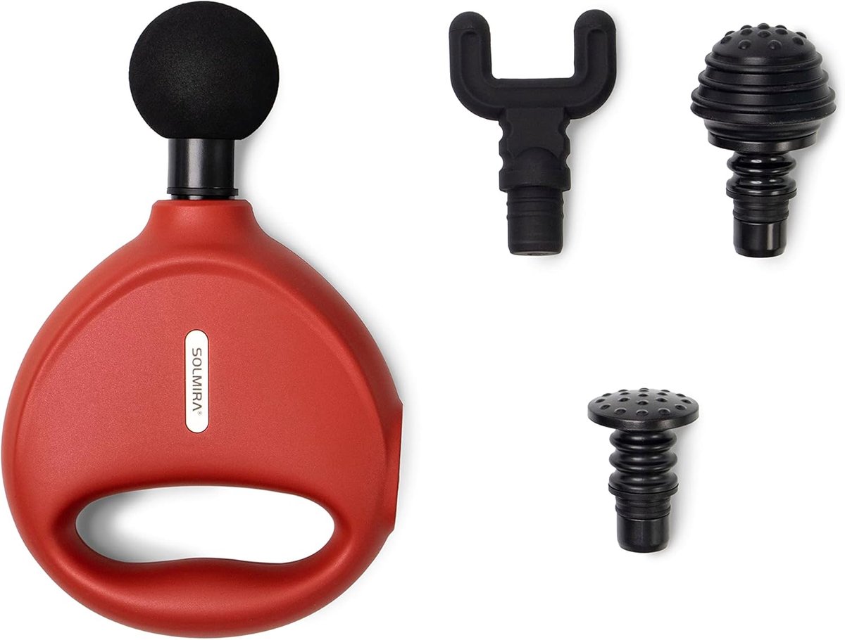 SnelShoppen - Massage Gun met 4 Snelheden en 4 Massagekoppen, Oplaadbaar via USB Type C, Rood, Ideaal voor Spierontspanning en Herstel