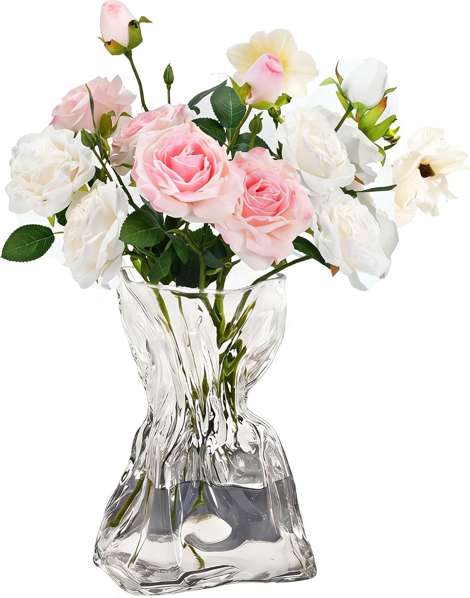 Moderne Dikke Heldere Glazen Vaasje van 20 cm voor Tulpen, Rozen en Bloemstukken - Perfecte Decoratie voor Woonkamer, Eettafel en Cadeaus voor Vrouwen