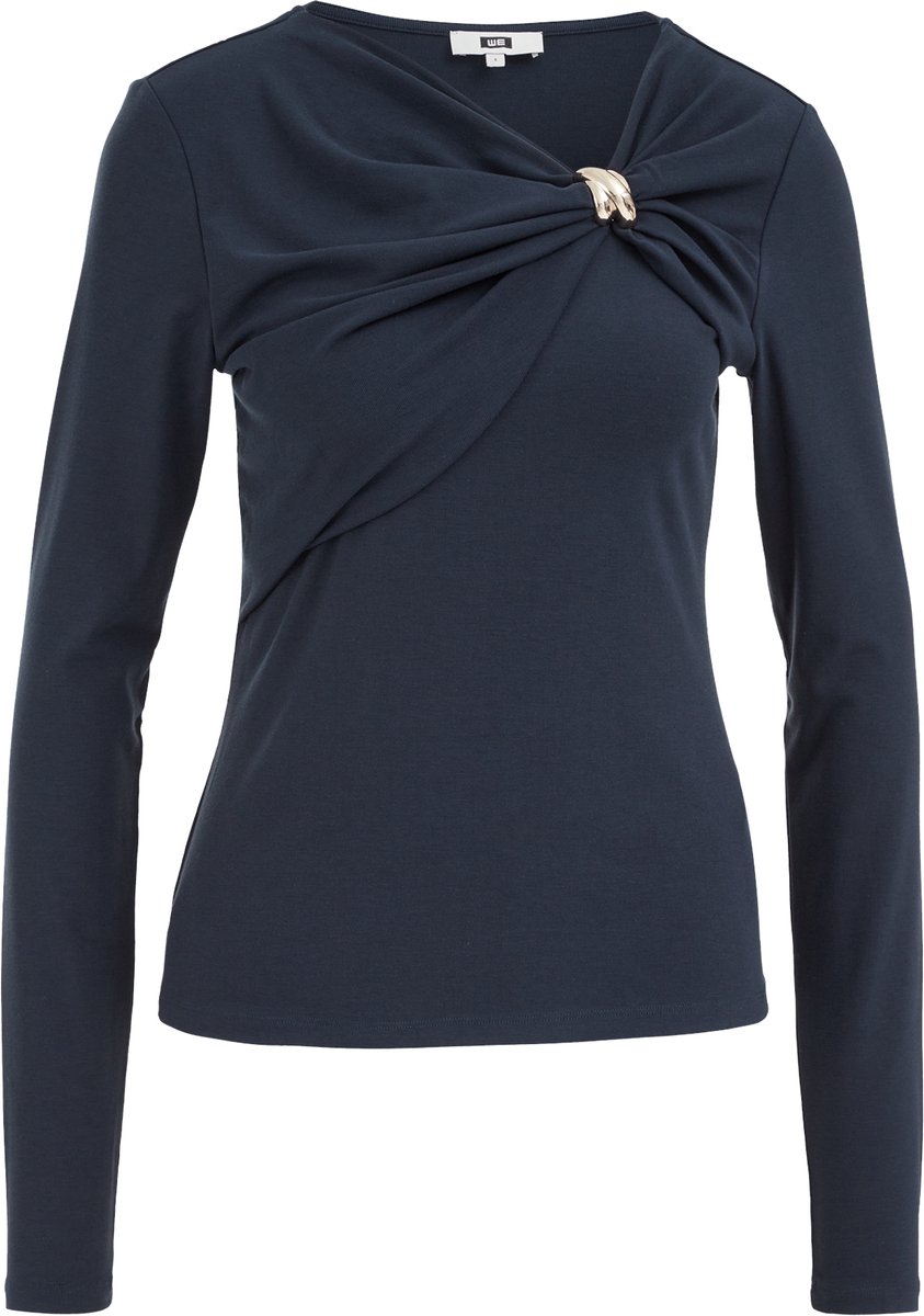 WE Fashion Dames jersey T-shirt met gedrapeerd effect en gouden accent