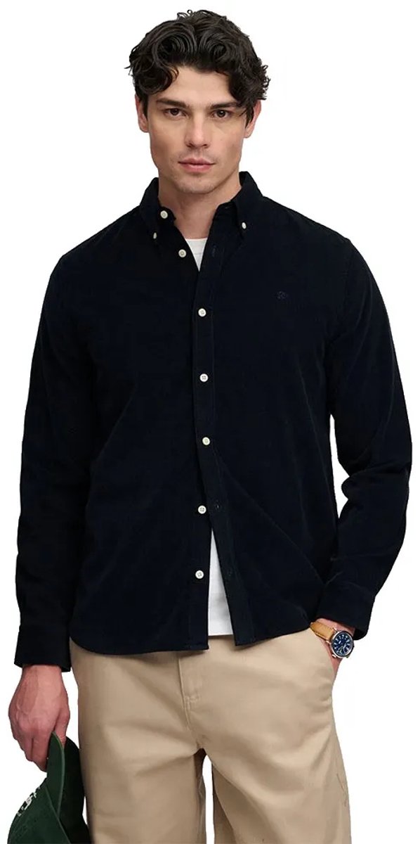 Superdry Classic Needle Cord Overhemd Heren Lange mouwen shirts Marineblauw