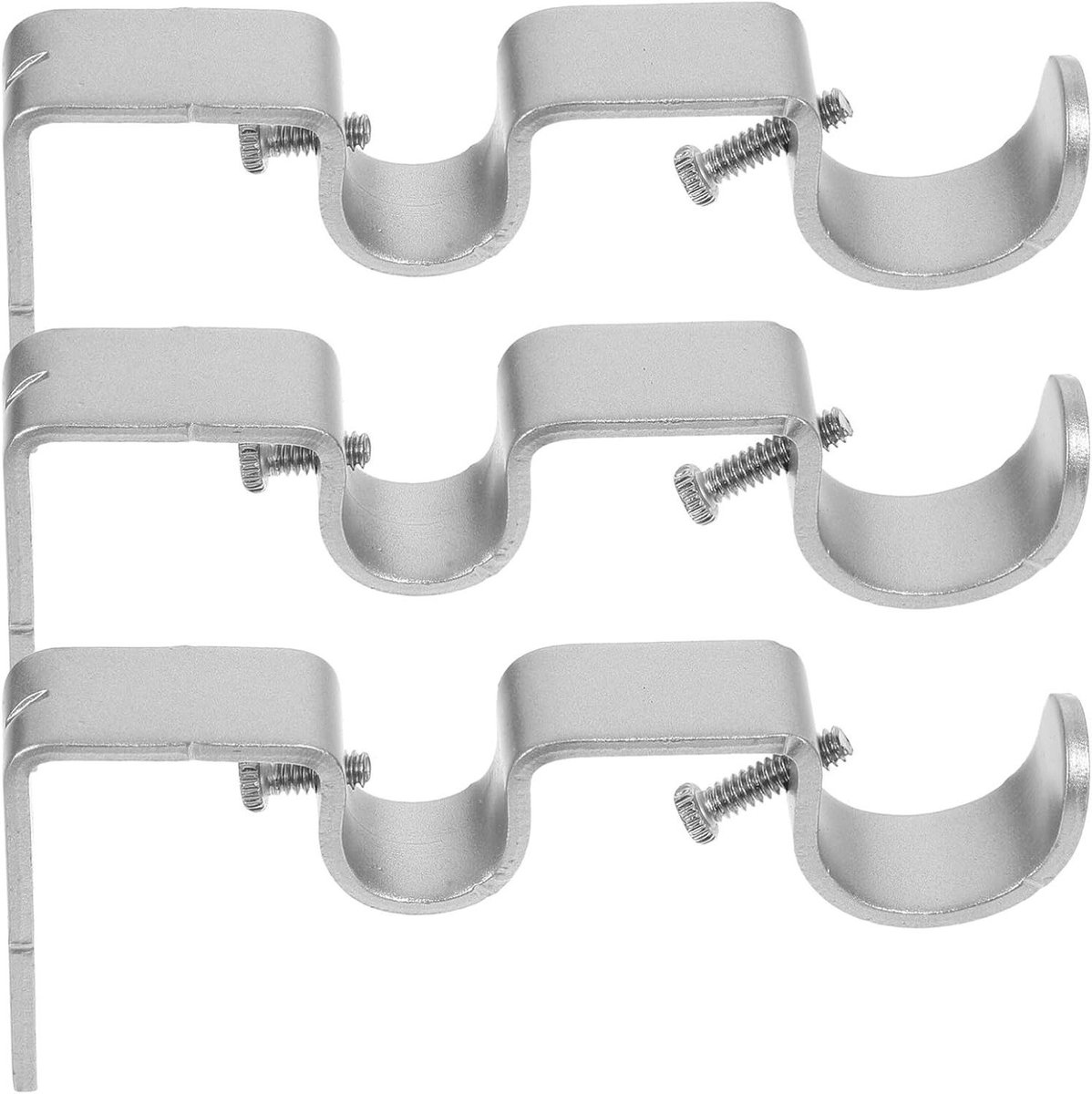 Dubbele Gordijnroede Houders - Gordijn Accessoires - Gordijnen Ophangen - Roestvrij IJzer Ontwerp - 11.7 cm - Zilver