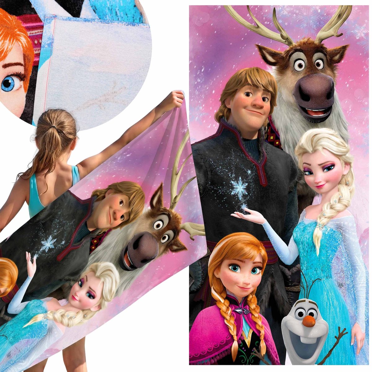 DISNEY Frozen SNELDROGEND Strandlaken, badlaken VOOR MEISJES, 100% KATOEN 70x140 cm OEKO-TEX