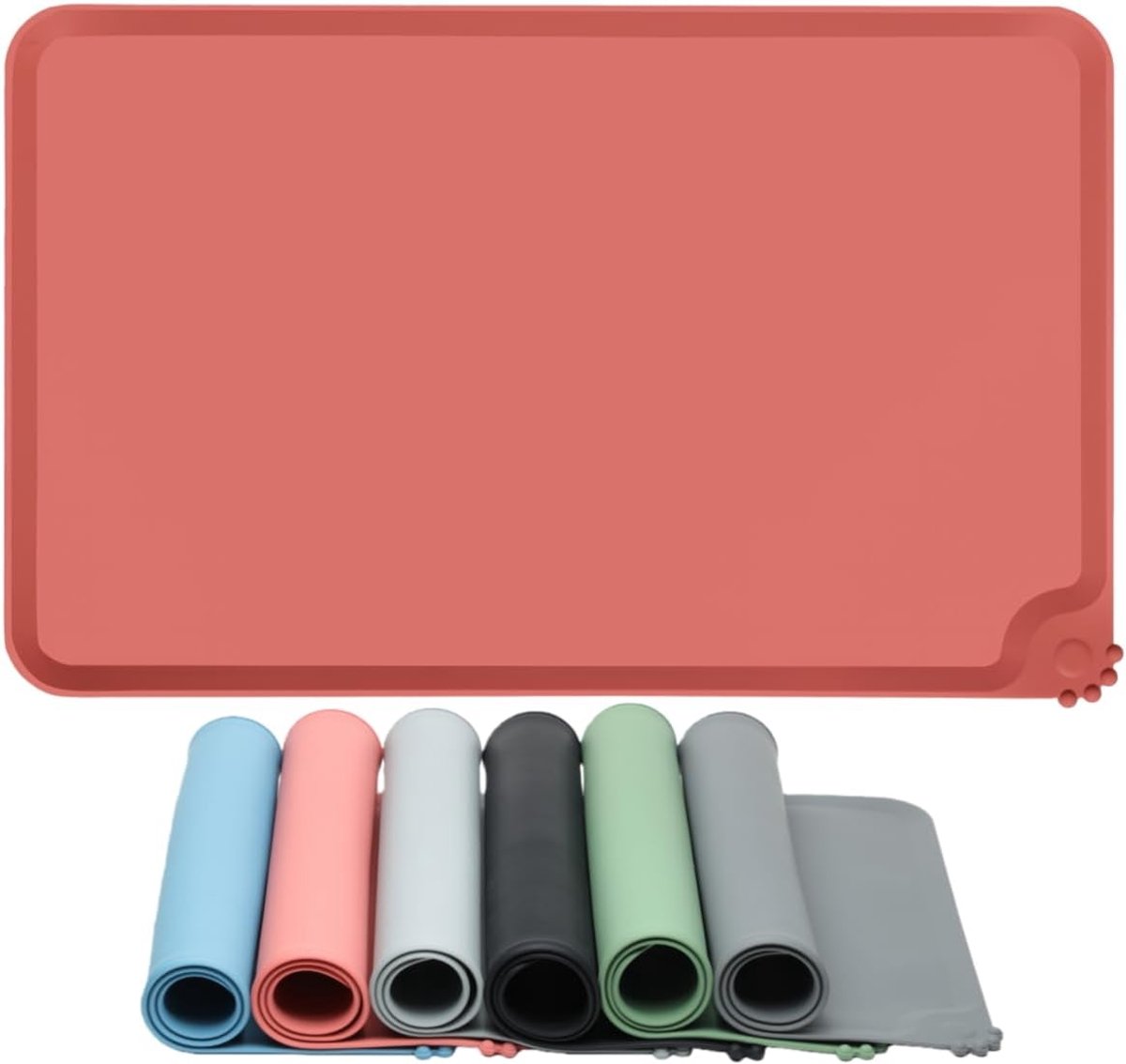 Voermatten voor Honden en Katten, Hondenbakmat Anti-slip, Huisdieren Voerbakmat met Verhoogde Rand, Waterdicht Voedermat, Voeronderlegger Makkelijk Schoon te Maken(Roze,55x38cm)
