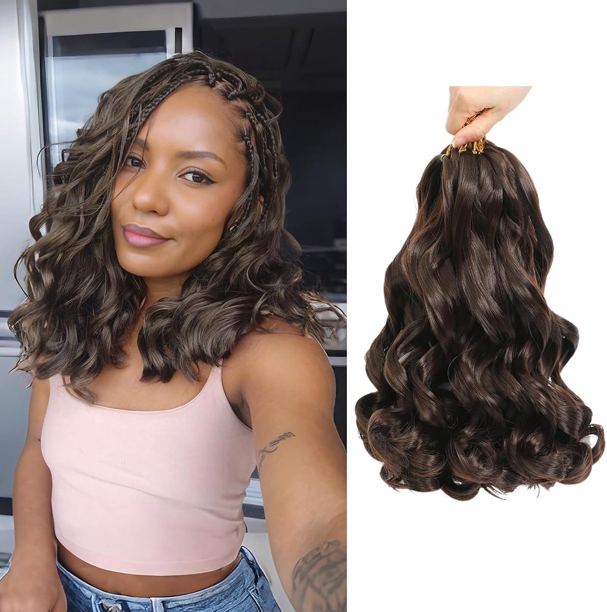 12 Inch French Curls Braiding Hair 8 Packs Spanish Curly Braids Pre