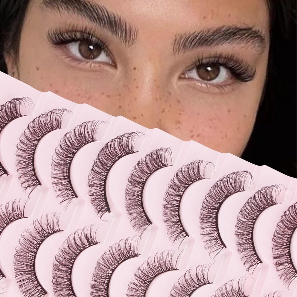 Russische Nepwimpers 3D Natuurlijke Nepwimpers 10 Paren Herbreekbare Russian Lashes Kattenoog Pluizige Nepwimpers Handgemaakt Fake Lashes D Krul Nepnertswimpers dierproefvrij | D C