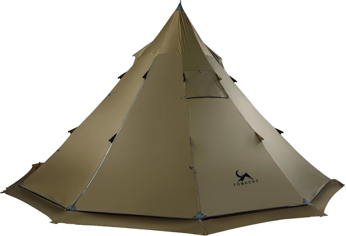 SnelShoppen - Tipi Nylon Indian Tent - Waterdichte Pyramid Tent voor 6 Personen met Oven Gat - Ideaal voor Camping, Hiking en Trekking