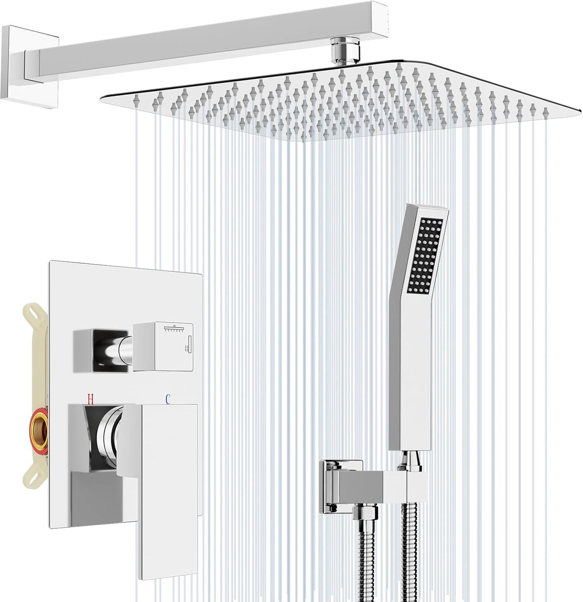 Verborgen douchesysteem, badkamer regendouche comboset, 30 cm