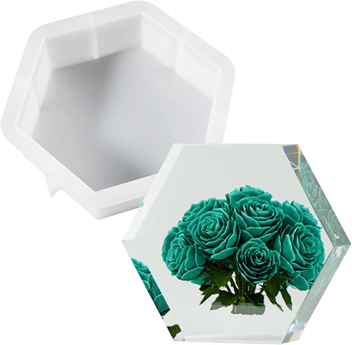 Gieten van hars, zeshoekige harsvorm, 3D epoxymallen voor het behoud van bloemen, perfect voor doe-het-zelf huwelijkscadeau, woondecoratie