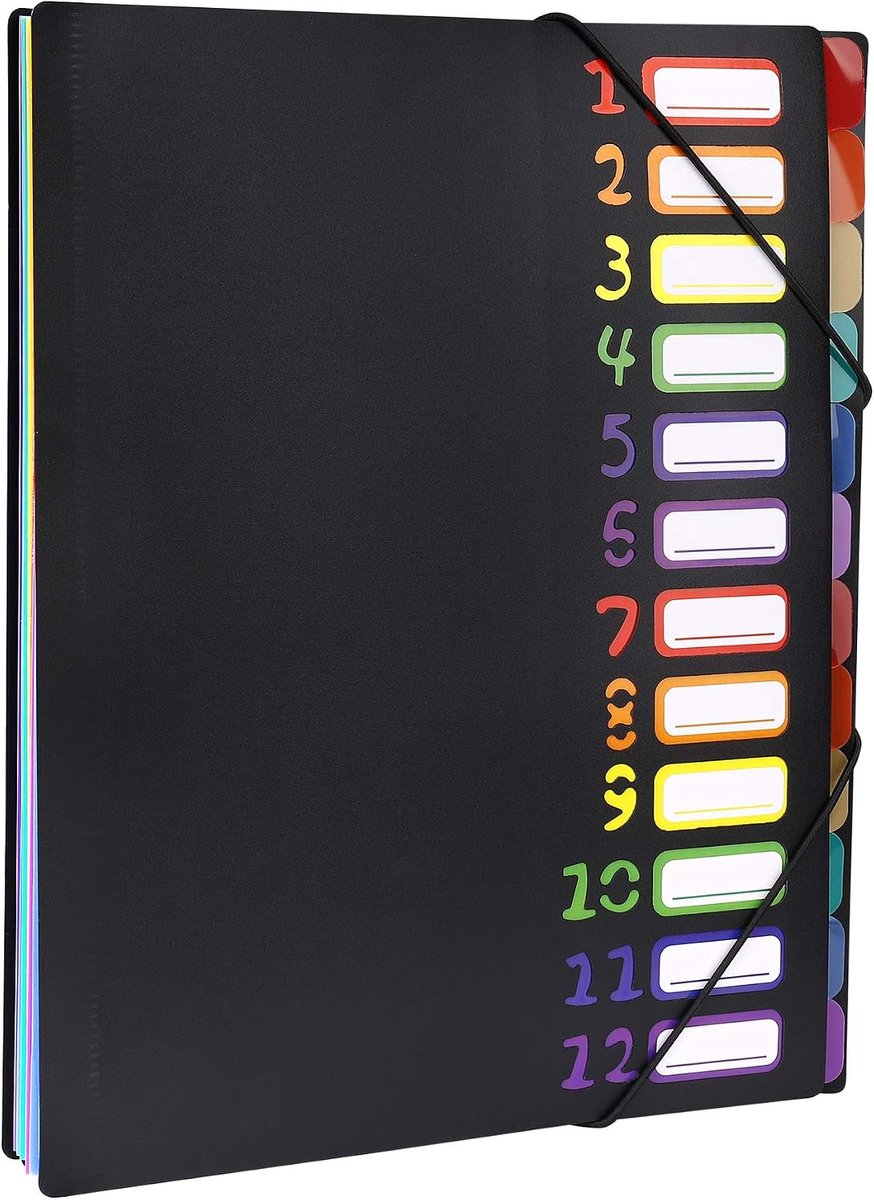 A4, vakkenmap, organizer, regenboog, uitbreidbaar, opbergmap voor