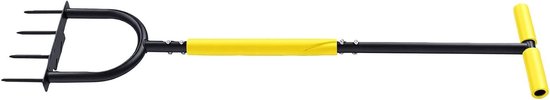 Gazonbeluchter Tool - Grasbeluchter Bodemluchter - Gazon Onderhoud - 4 Diepe Metalen Spikes - 38 inch Lengte - Zwart — afbeelding 3