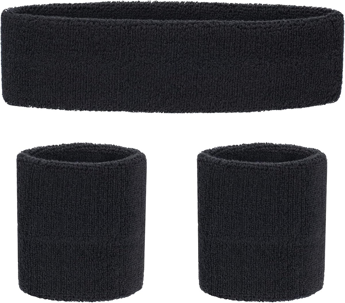 zweetbandset, sporthoofdband, armbandset, badstof, armband
